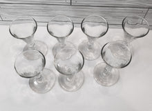 Load image into Gallery viewer, Set of 7 Vintage Cordial Cone Shaped Glasses with Stylized Stems - Mid-Century Style Glassware for Elegant Entertaining