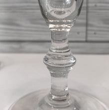 Load image into Gallery viewer, Set of 7 Vintage Cordial Cone Shaped Glasses with Stylized Stems - Mid-Century Style Glassware for Elegant Entertaining