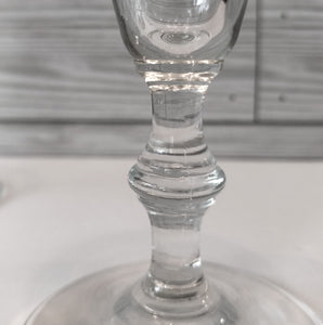 Set of 7 Vintage Cordial Cone Shaped Glasses with Stylized Stems - Mid-Century Style Glassware for Elegant Entertaining