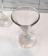 Load image into Gallery viewer, Set of 7 Vintage Cordial Cone Shaped Glasses with Stylized Stems - Mid-Century Style Glassware for Elegant Entertaining