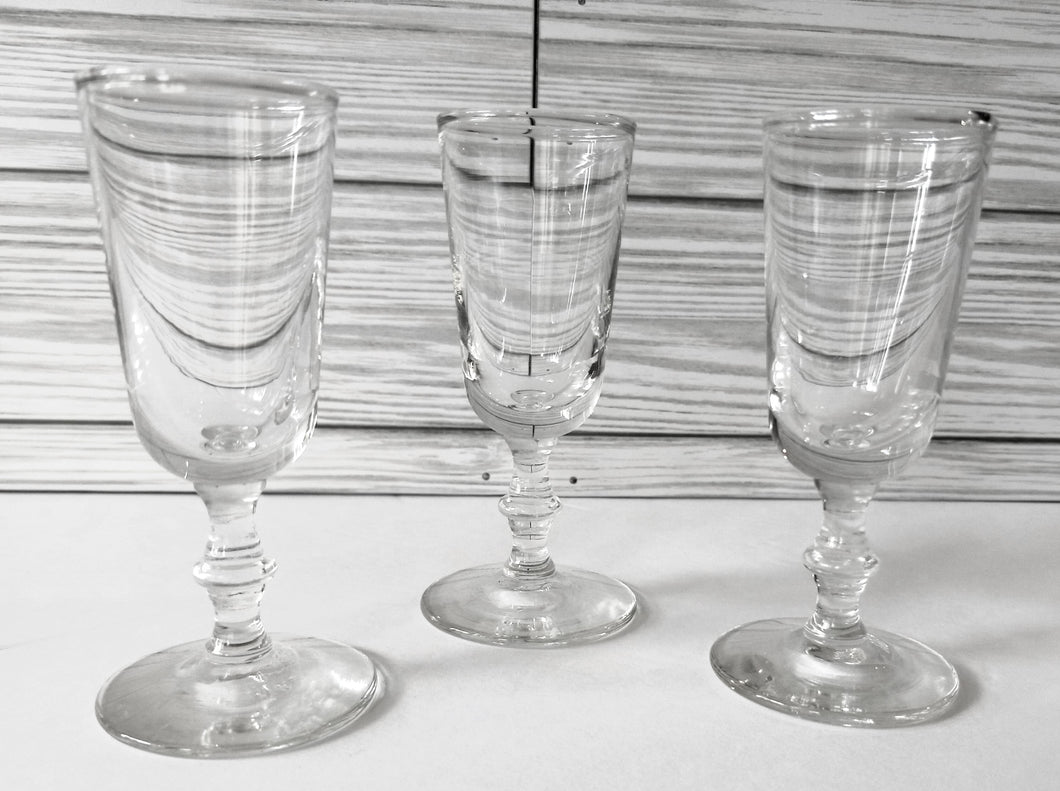 Set of 3 Vintage Mini Clear Cordial/Shot Glasses