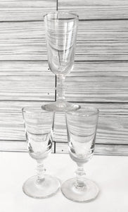 Set of 3 Vintage Mini Clear Cordial/Shot Glasses