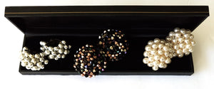 3 Pair of Vintage Clip-on Earrings - Silver, White and Mult-colored Beaded Earrings