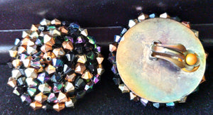 3 Pair of Vintage Clip-on Earrings - Silver, White and Mult-colored Beaded Earrings