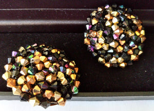 3 Pair of Vintage Clip-on Earrings - Silver, White and Mult-colored Beaded Earrings