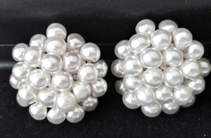 3 Pair of Vintage Clip-on Earrings - Silver, White and Mult-colored Beaded Earrings