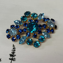Load image into Gallery viewer, Mid-Century Austrian Crystal Brooch with Blue Stones