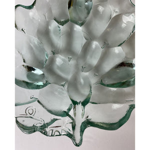 Vintage Green Glass Grape Design Footed Relish Tray