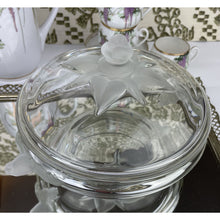 Load image into Gallery viewer, Vintage Mikasa Walther Glass Satin Rose Lidded Bowl, Glas Lidded Serving Bowl/Candy Dish, Vintage Glassware Clear Glass with Frosted Accents