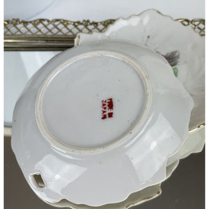 Vintage Floral Trinket Dishes-Set of 2, Leaf Shaped Porcelain Ring Dishes