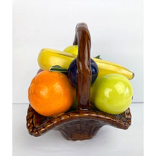 Load image into Gallery viewer, Vintage Small Ceramic Basket with Ceramic Fruit, Country Kitchen, Farmhouse Decor