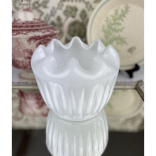 Load image into Gallery viewer, Vintage Fenton White Milk Glass Bowl Ribbed Ruffled Rim Decorative Vase