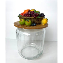 Load image into Gallery viewer, Fruit Basket Cannister Ribbed Glass Container Jar with Fruit Design Lid