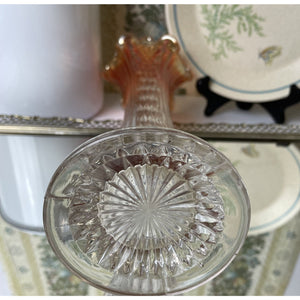 Vintage Marigold Carnival Glass Vase, Swung Iridescent Glass Vase
