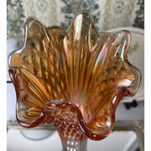 Load image into Gallery viewer, Vintage Marigold Carnival Glass Vase, Swung Iridescent Glass Vase