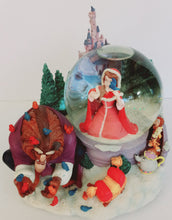 Load image into Gallery viewer, Disney&#39;s Beauty and the Beast Musical Snow Globe with the Beast Feeding Birds