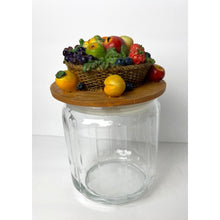 Load image into Gallery viewer, Fruit Basket Cannister Ribbed Glass Container Jar with Fruit Design Lid