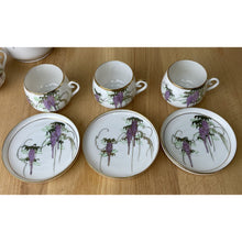 Load image into Gallery viewer, Soko China Demitasse Cup &amp; Saucers, Hand Painted Wisteria Design