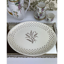 Load image into Gallery viewer, Vintage Homer Laughlin Fleur de Lis Golden Wheat pattern Platter