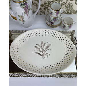 Vintage Homer Laughlin Fleur de Lis Golden Wheat pattern Platter