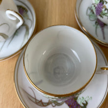 Load image into Gallery viewer, Soko China Demitasse Cup &amp; Saucers, Hand Painted Wisteria Design