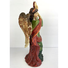 Load image into Gallery viewer, Mark O&#39;Well Hand Painted Angel in Green Robe Playing Tambourine