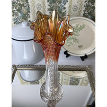 Load image into Gallery viewer, Vintage Marigold Carnival Glass Vase, Swung Iridescent Glass Vase