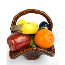 Load image into Gallery viewer, Vintage Small Ceramic Basket with Ceramic Fruit, Country Kitchen, Farmhouse Decor