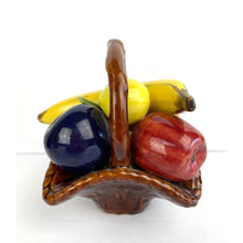 Load image into Gallery viewer, Vintage Small Ceramic Basket with Ceramic Fruit, Country Kitchen, Farmhouse Decor