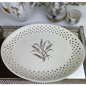 Vintage Homer Laughlin Fleur de Lis Golden Wheat pattern Platter