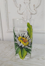 Load image into Gallery viewer, Hand Painted Water/Tea Glass - Floral Glass Art