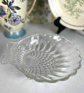 Vintage Glass Shell Candy Dish, Depression Ware Nut or Candy Dish