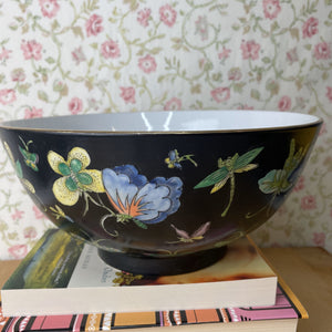 Petals Hand Painted Porcelain Botanical Bowl, Made in Hong Kong