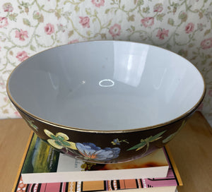 Petals Hand Painted Porcelain Botanical Bowl, Made in Hong Kong