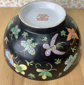 Petals Hand Painted Porcelain Botanical Bowl, Made in Hong Kong