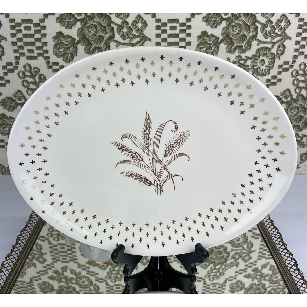 Vintage Homer Laughlin Fleur de Lis Golden Wheat pattern Platter