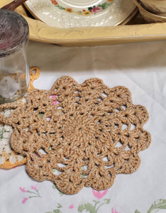 Vintage Crocheted Handmade Round Trivet
