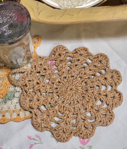 Vintage Crocheted Handmade Round Trivet