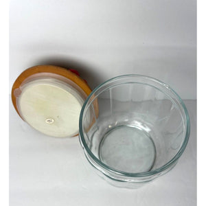 Fruit Basket Cannister Ribbed Glass Container Jar with Fruit Design Lid