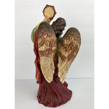 Load image into Gallery viewer, Mark O&#39;Well Hand Painted Angel in Green Robe Playing Tambourine