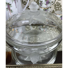 Load image into Gallery viewer, Vintage Mikasa Walther Glass Satin Rose Lidded Bowl, Glas Lidded Serving Bowl/Candy Dish, Vintage Glassware Clear Glass with Frosted Accents