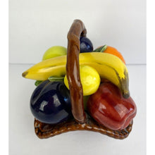 Load image into Gallery viewer, Vintage Small Ceramic Basket with Ceramic Fruit, Country Kitchen, Farmhouse Decor