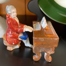Load image into Gallery viewer, Vintage Two-piece Porcelain Figurine of a Man Playing a Harpsichord/Piano Hand-Painted Made in Occupied Japan