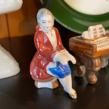 Load image into Gallery viewer, Vintage Two-piece Porcelain Figurine of a Man Playing a Harpsichord/Piano Hand-Painted Made in Occupied Japan