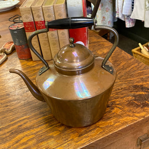 Vintage Portuguese Copper Kettle Teapot Wood Handle