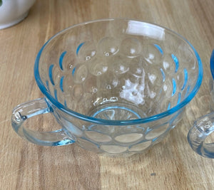 Set of 2 Vintage Anchor Hocking Blue Bubble Tea Cups