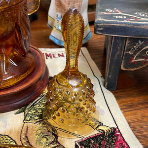 Vintage Amber Glass Hobnail Bell by Fenton