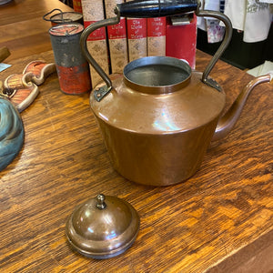 Vintage Portuguese Copper Kettle Teapot Wood Handle