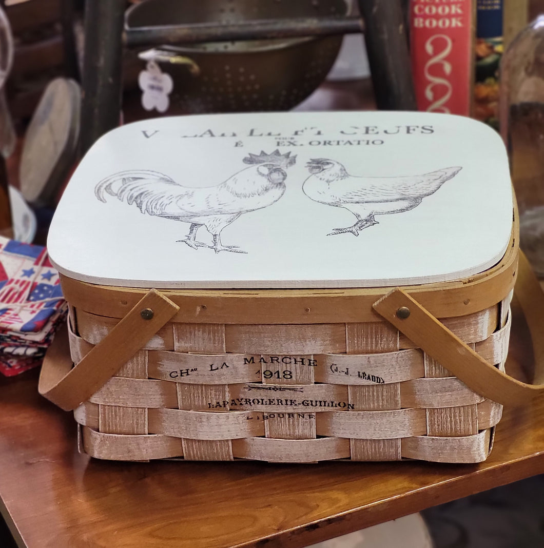 Rooster & Hen Picnic Basket