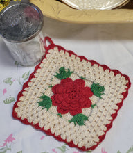 Load image into Gallery viewer, Vintage Crocheted Trivet - Rose